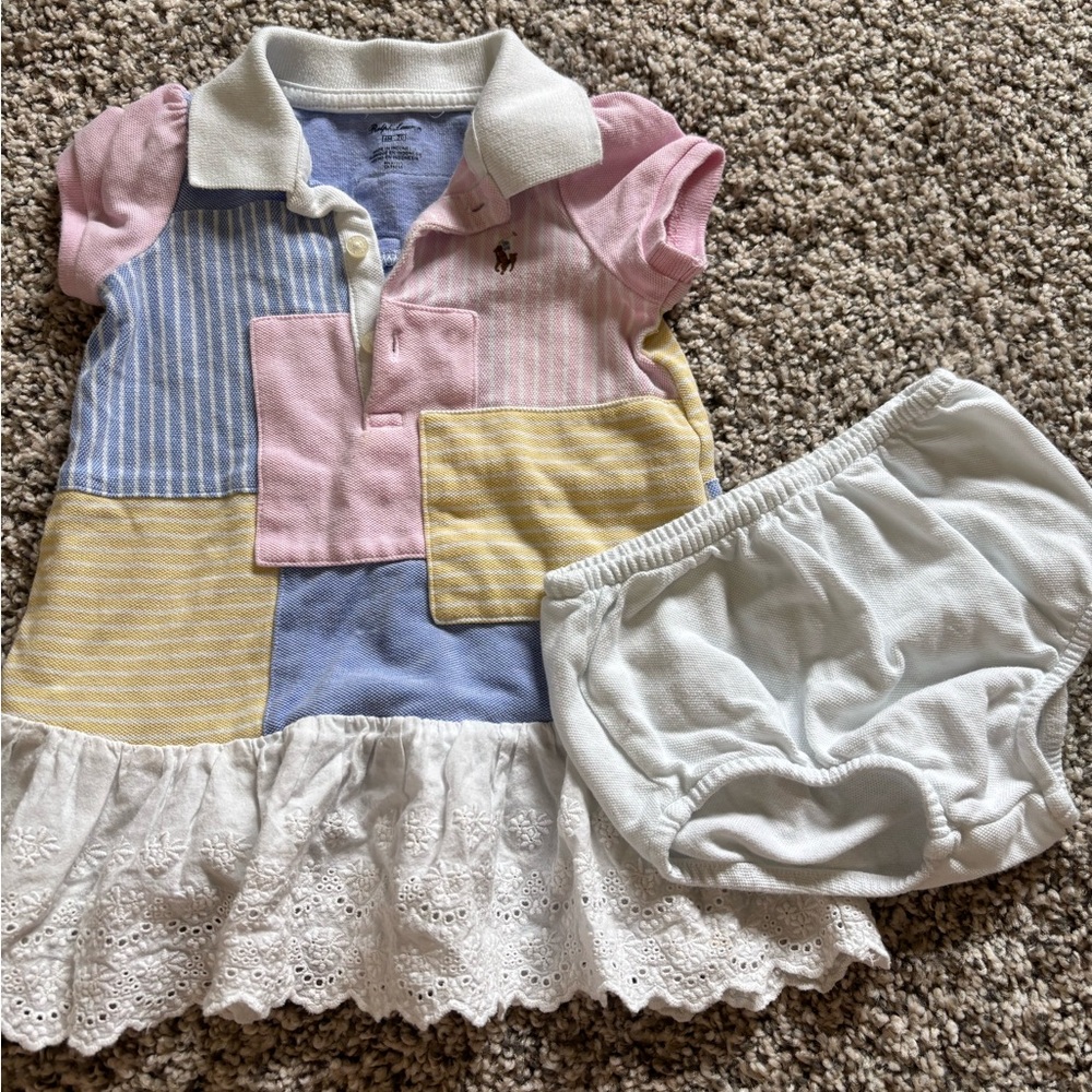 Ralph Lauren Pink and Blue Dress Baby girl